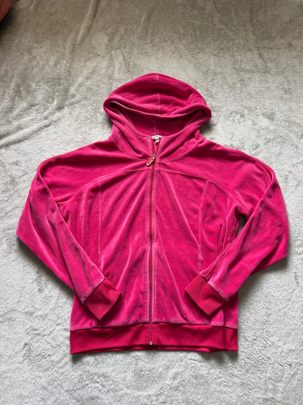 Juicy Couture Bright Pink Velour Zip Hoodie